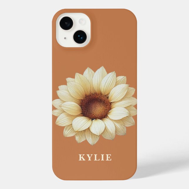 Personalized Sunflower Name Terra Cotta Phone Case (Back)