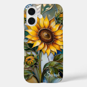 Personalized Sunflower Phone Case Teal Floral