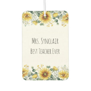 Personalized Sunflower Teacher Thank You Car Air Freshener