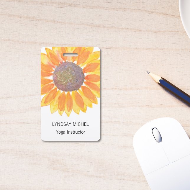 Personalized Sunflower Yoga Instructor Badge ID Badge (Creator Uploaded)