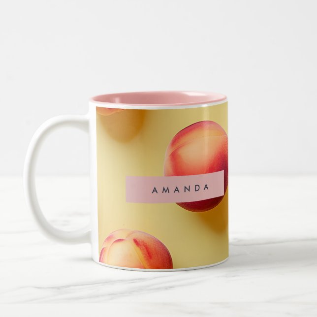 Personalized Sunny Peach Bliss Two-Tone Coffee Mug (Left)