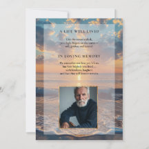 Personalized Sunset Funeral Invitation