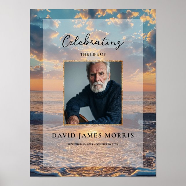 Personalized Sunset Funeral Welcome Sign (Front)