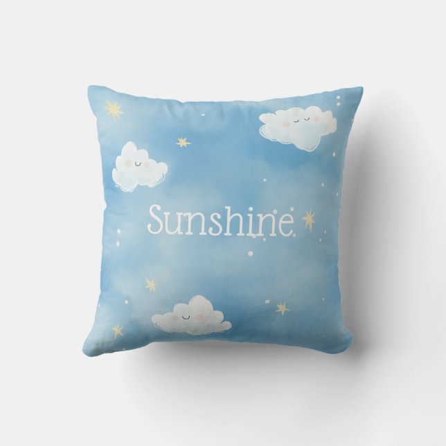 Personalized Sunshine and Cloud Dream Throw Pillow (Back)