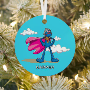 Personalized Super Grover Custom Name & Photo Metal Tree Decoration