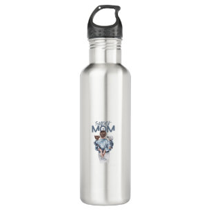 Personalized Super Mom with Son and Daughter Gift 710 Ml Water Bottle
