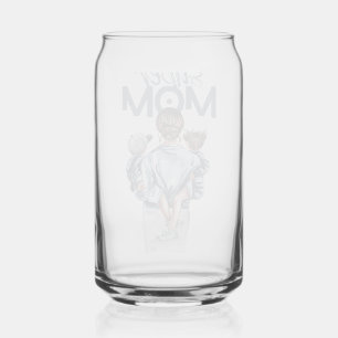 Personalized Super Mom with Son and Daughter Gift Can Glass