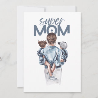 Personalized Super Mom with Son and Daughter Gift Card