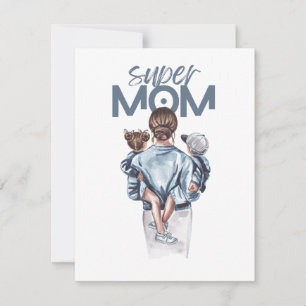 Personalized Super Mom with Son and Daughter Gift Card