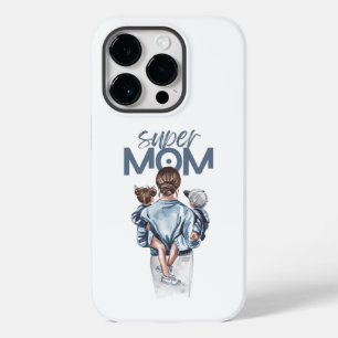 Personalized Super Mom with Son and Daughter Gift Case-Mate iPhone 14 Pro Case