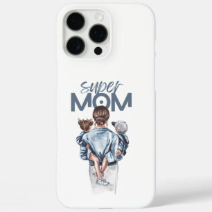 Personalized Super Mom with Son and Daughter Gift iPhone 16 Pro Max Case