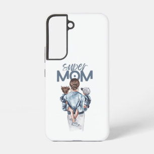 Personalized Super Mom with Son and Daughter Gift Samsung Galaxy Case