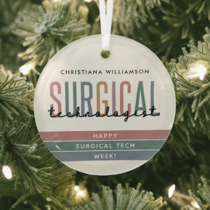 Personalized Surgical Technologist Week OR Tech Glass Tree Decoration
