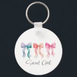 Personalized Sweet Girl Keychain | Custom Name Bow<br><div class="desc">Add a charming touch to your everyday accessories with this personalized Sweet Girl keychain featuring a cute watercolor bow design and custom name option. This adorable keychain is perfect for decorating keys, bags, backpacks, or purses while showing off a soft coquette aesthetic style. Customize it with any name to create...</div>