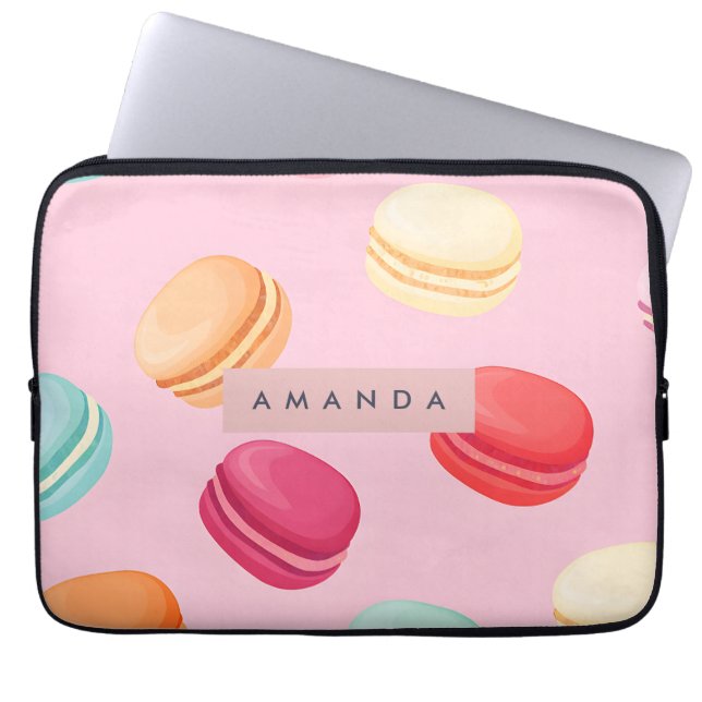 Personalized Sweet Pastel Macaron Delight Laptop Sleeve (Front)