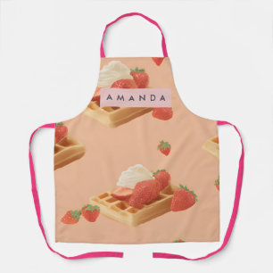 Personalized Sweet Strawberry Waffle Pattern Apron