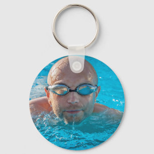 Personalized Swimmer Photo Key Ring