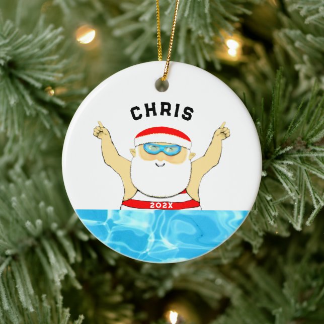 Personalized Swimming Christmas Ceramic Tree Decoration (Tree)