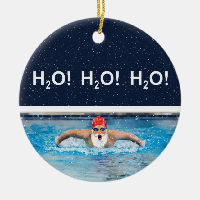 Personalized Swimming Holiday Gift Ceramic Ornamen Tree Decoration (Front)