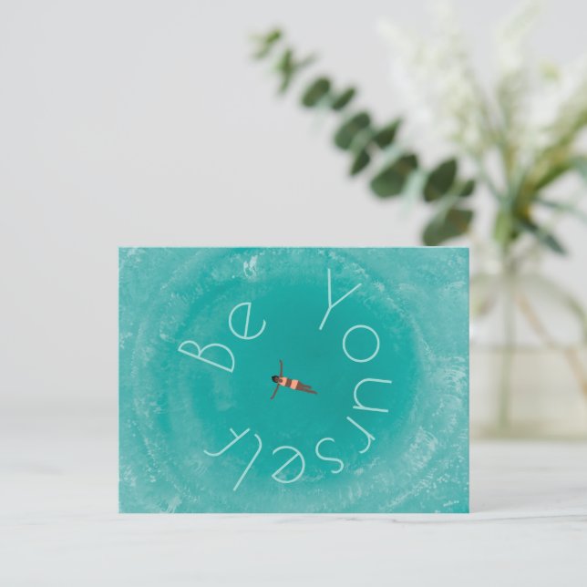 Personalized swimming in the blue ocean postcard (Standing Front)