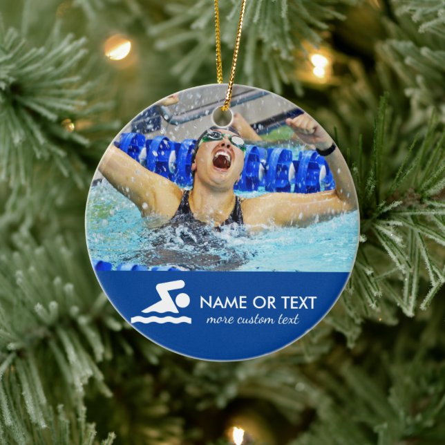 Personalized Swimming Photo Christmas Ceramic Tree Decoration (Tree)