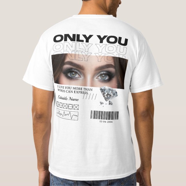 Personalized T-Shirt | Custom Eyes Image & Name  (Back)