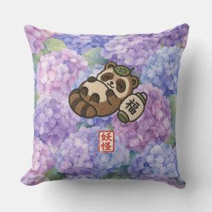 Personalized Tanuki Throw Pillow Cute Japanese R