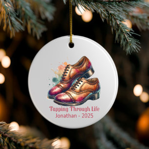 Personalized Tap Dance Ornament, Custom Tap Shoes Ceramic Tree Decoration