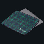 Personalized Tartan Clan Black Watch Plaid Custom Laptop Sleeve<br><div class="desc">Custom Clan Black Watch tartan blue green and dark grey check design laptop sleeve for anyone who loves classic and elegant cover for their treasured accessories. Perfect gift for family, dad, husband or other special gift giving occasions. Celebrate all things tradition and family clan with this cool Clan Black Watch...</div>