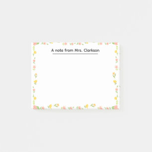 Personalized Teacher Appreciation Floral spring Post-it Notes