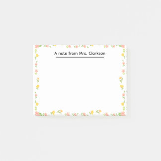 Personalized Teacher Appreciation Floral spring Post-it Notes