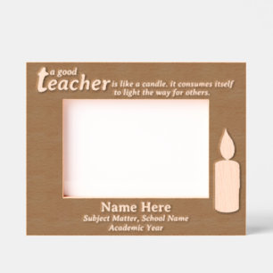 Personalized Teacher Candle Gift, Light on Dark Etched Frames