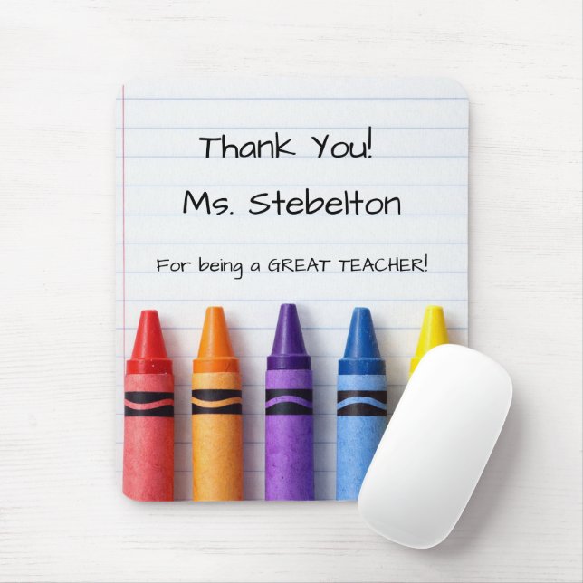 Personalized Teacher Crayon and Paper  Mouse Pad (With Mouse)