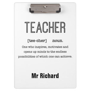 Personalized Teacher Definition Clipboards