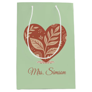 Personalized Teacher Gift Bags Red Heart