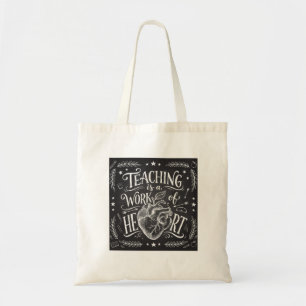 Personalized Teacher Heart Chalkboard Budget Tote Bag