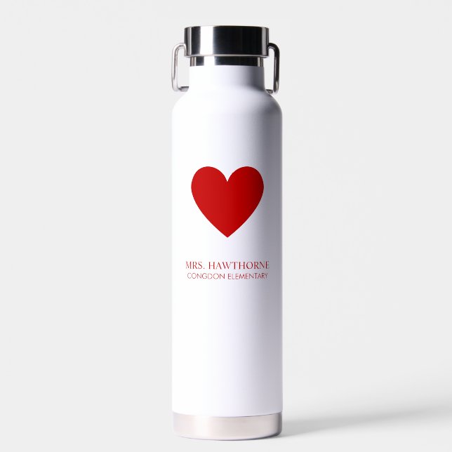 Personalized Teacher Heart Water Bottle (Front)