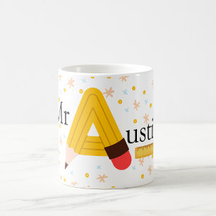 Personalized Teacher Mug – Pencil Themed