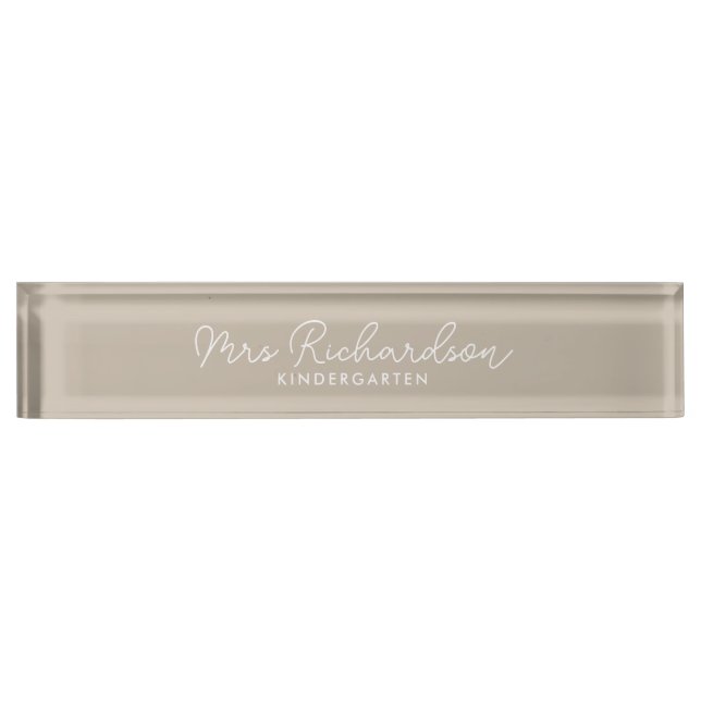 Personalized Teacher Name Grade Minimalist Modern Nameplate (Front)