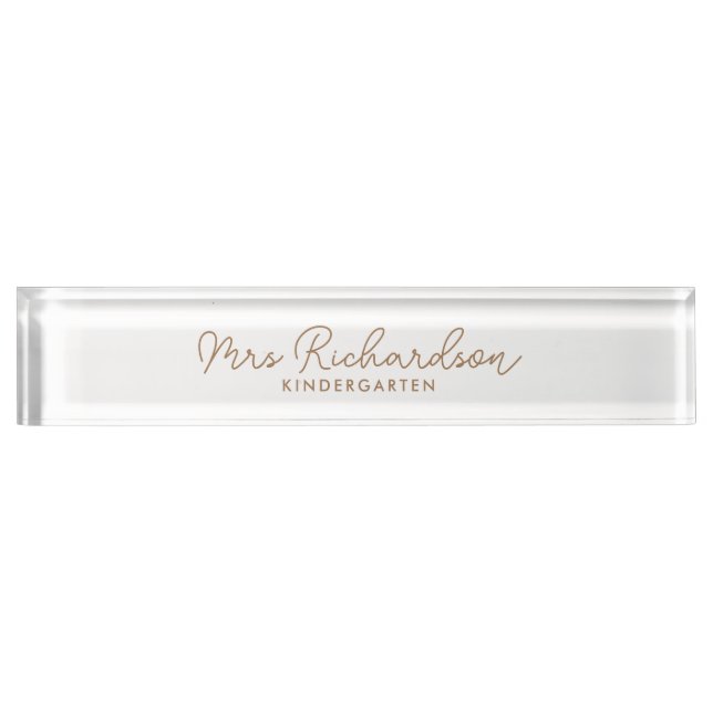 Personalized Teacher Name Grade Minimalist Modern Nameplate (Front)