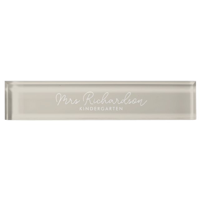Personalized Teacher Name Grade Modern Boho Nameplate (Front)