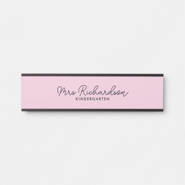 Personalized Teacher Name Grade Simple Modern Door Sign (Front)
