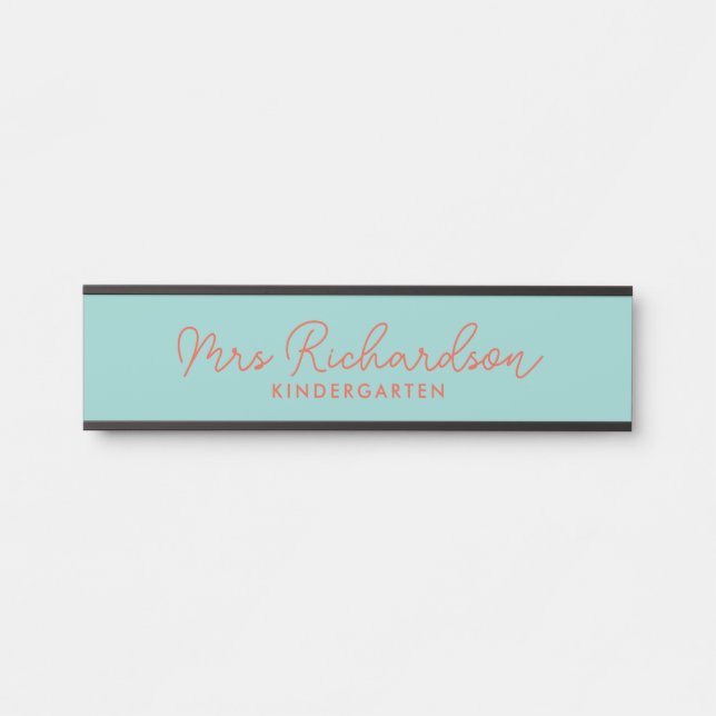 Personalized Teacher Name Grade Simple Modern Door Sign (Front)