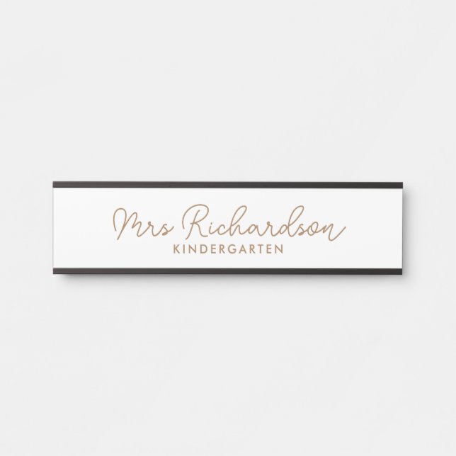 Personalized Teacher Name Grade Simple Modern Door Sign (Front)