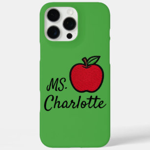 Personalized Teacher Name Red Apple Quarter iPhone 16 Pro Max Case