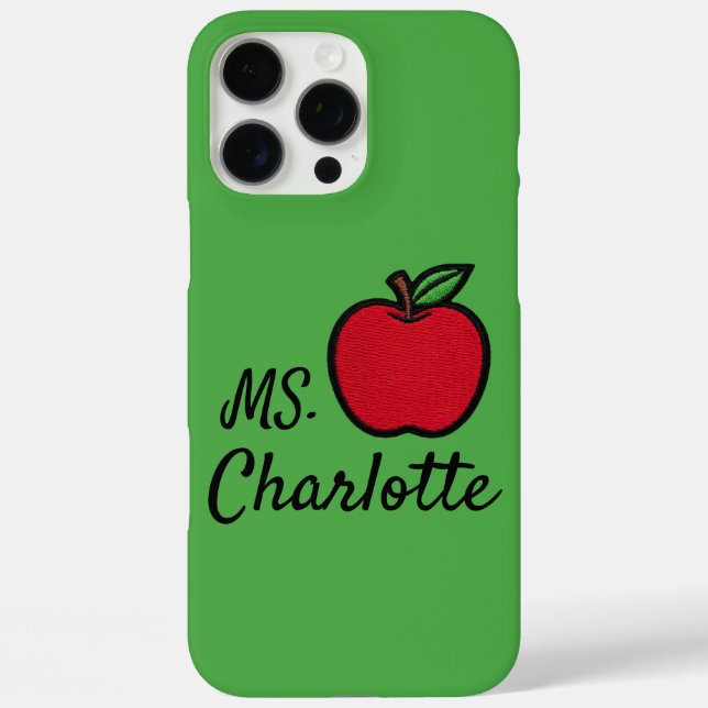 Personalized Teacher Name Red Apple Quarter Case-Mate iPhone Case (Back)