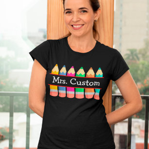 Personalized Teacher Name With Crayons T-Shirt