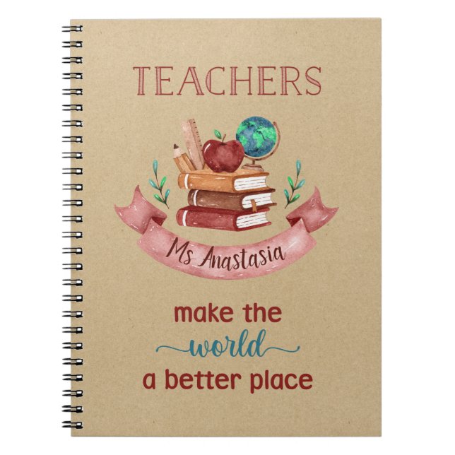 Personalized Teacher Notebooks - Rustic Kraft (Front)