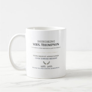 Personalized Teacher Retirement Typography Coffee Mug