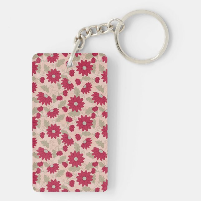 Personalized teacher’s gift, pink daisies  key ring (Back)